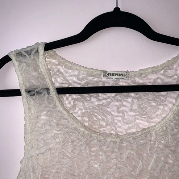 Free People Ivory White Embroidered Sheer Tank Top Large Women’s - Picture 2 of 8